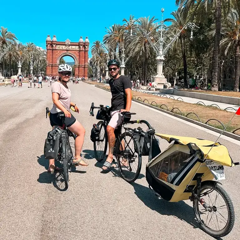 Mit dem Fahrrad und Baby in Barcelona